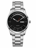 Men's Black Dial Stainless Steel Quartz Watch | Day & Date Watch