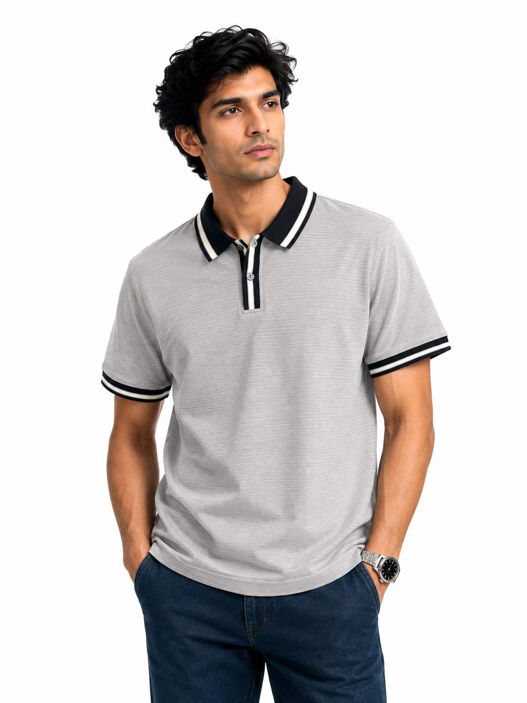 Men’s Premium Contrast Collar Polo T-Shirt