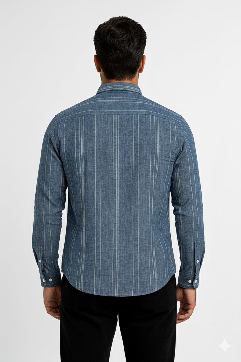 Men’s Casual Vertical Lining Striped Shirt