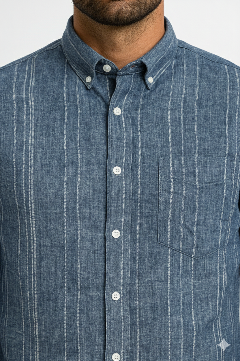 Men’s Casual Vertical Lining Striped Shirt