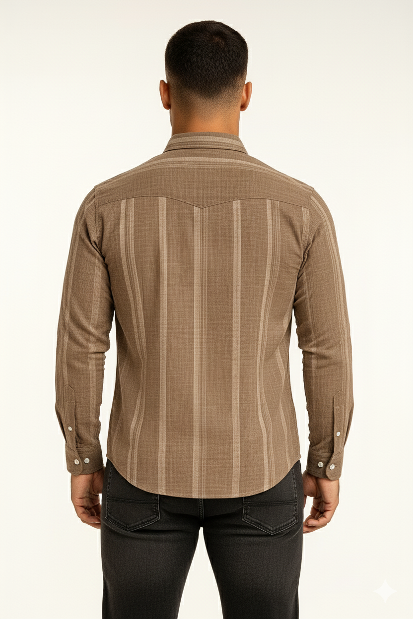 Men’s Casual Vertical Lining Striped Shirt