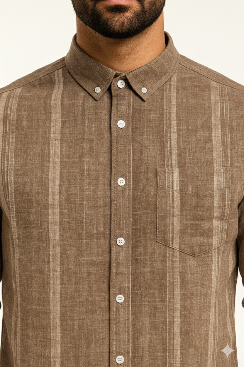 Men’s Casual Vertical Lining Striped Shirt