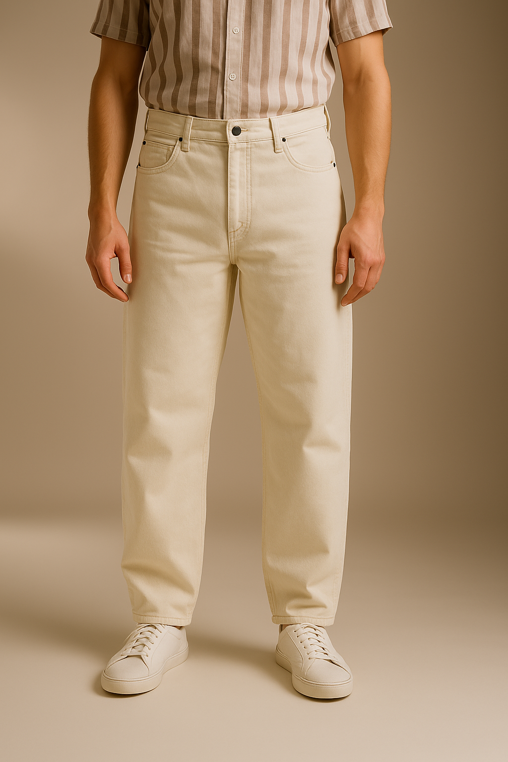 Mom-Fit  – Cream Denim