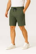 Men’s Olive Green Popcorn Fabric Casual Shorts