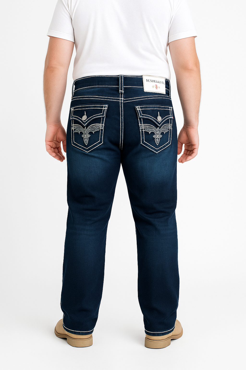 Men’s Straight Fit Big Size Jeans – Premium Contrast Stitch Denim