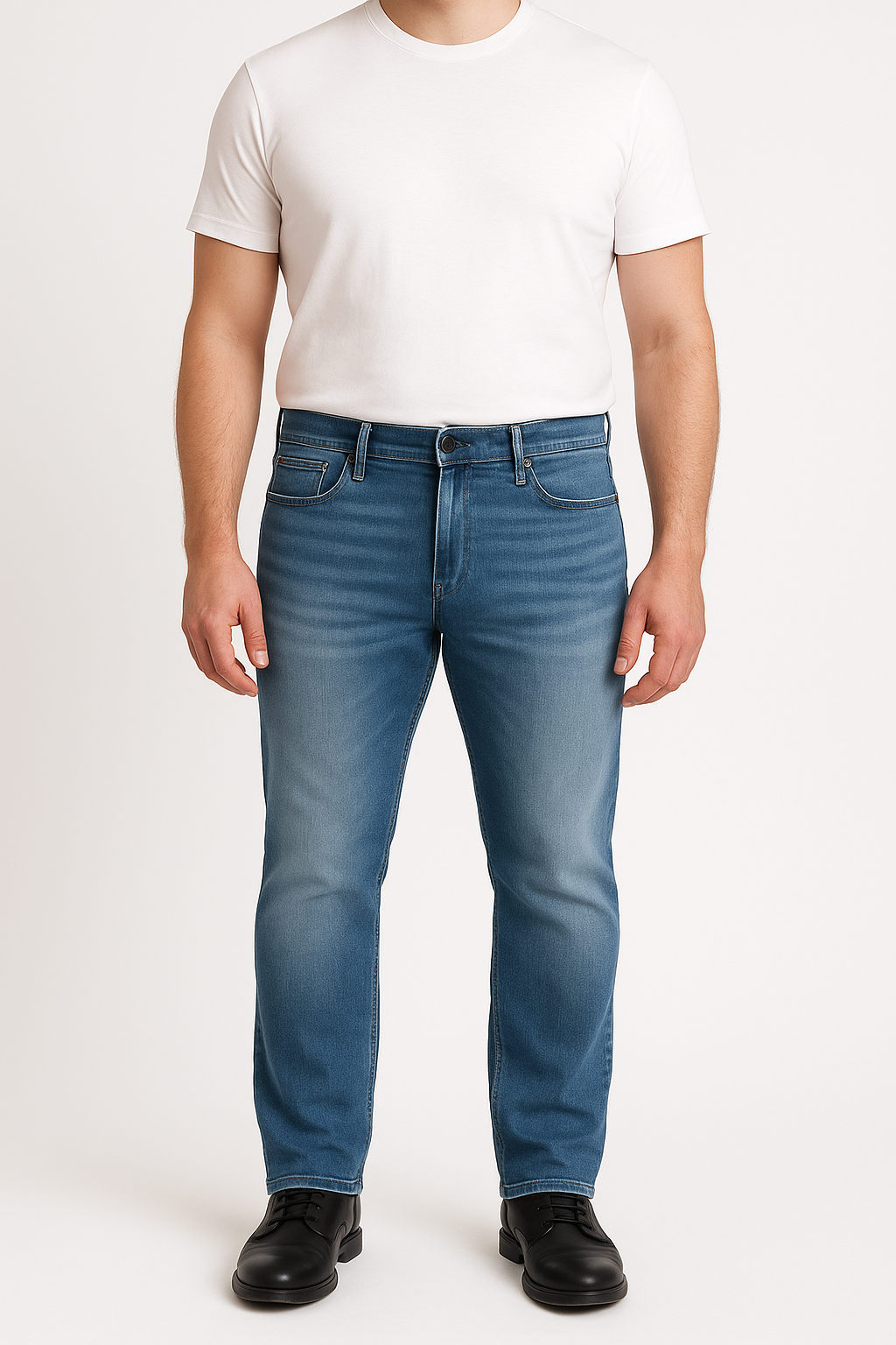 Men’s Straight Fit Big Size Jeans – Light Blue Wash Denim