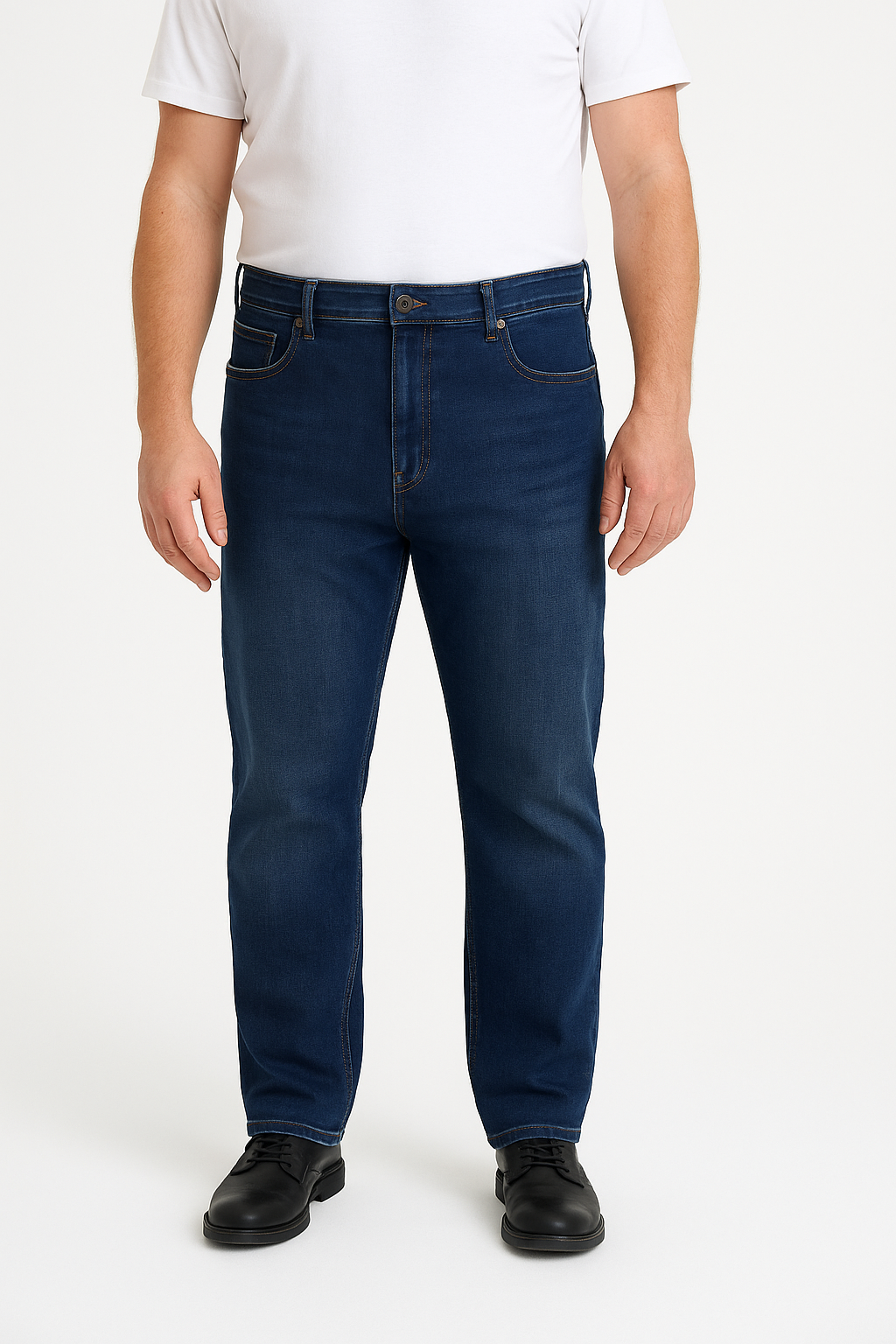 Men’s Straight Fit Big Size Jeans – Classic Dark Blue Denim