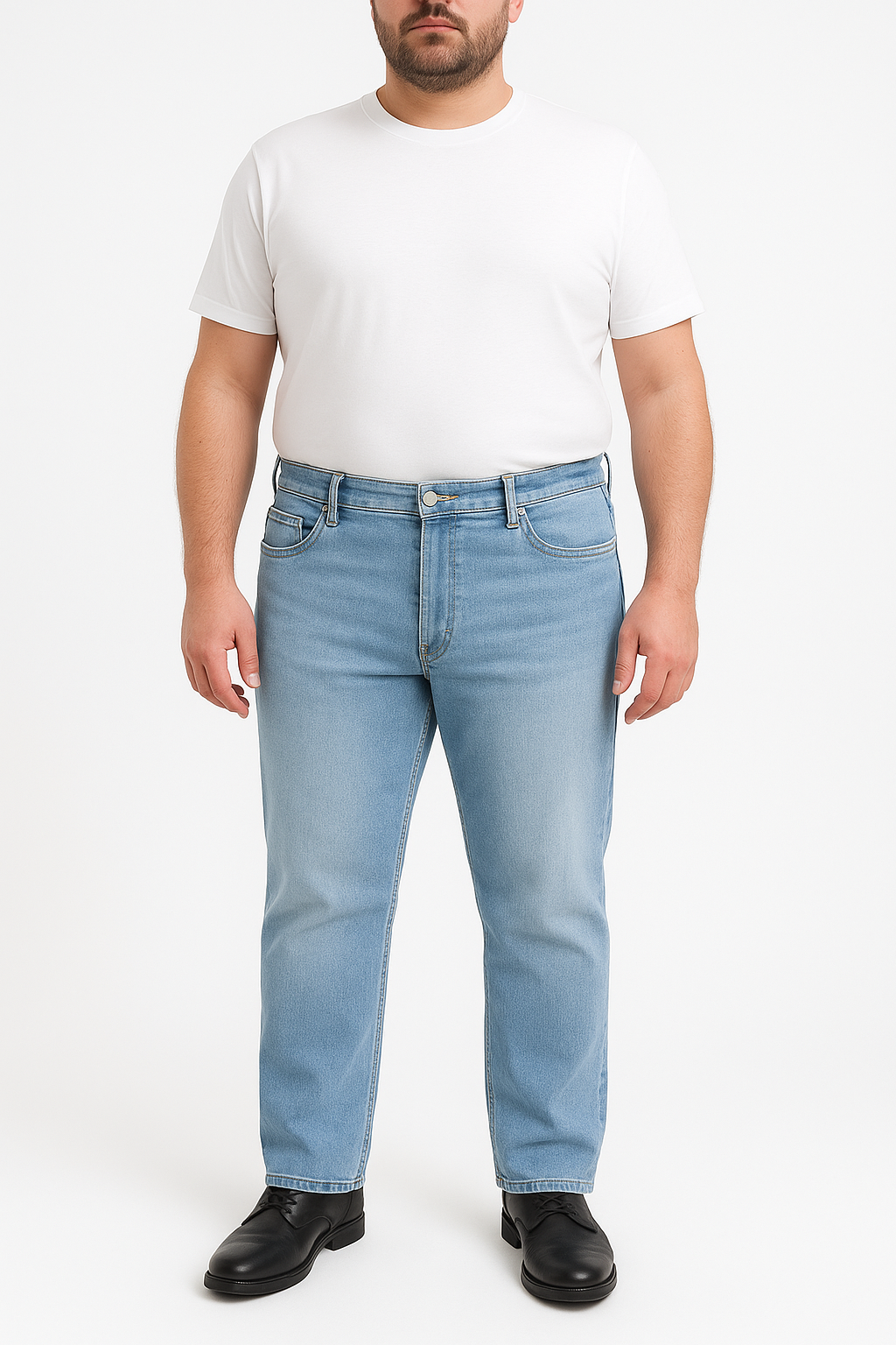Men’s Straight Fit Big Size Jeans – Light Blue Classic Denim