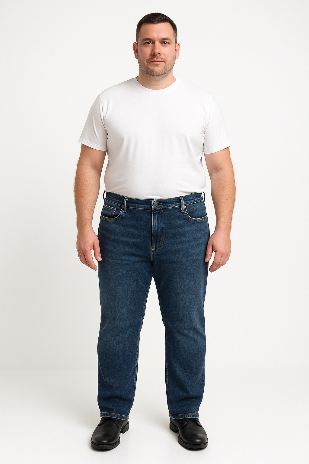 Men’s Straight Fit Big Size Jeans – Rich Dark Blue Wash Denim