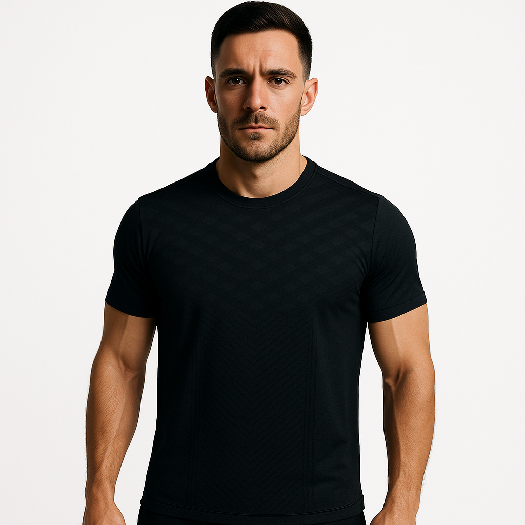"Men’s Performance Gym T-Shirt – Slim Fit, Quick-Dry, Black"