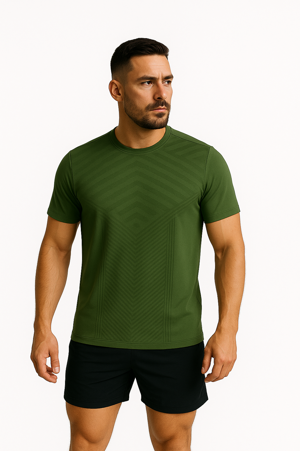 "Men’s Performance Gym T-Shirt – Slim Fit, Quick-Dry, Army Green"