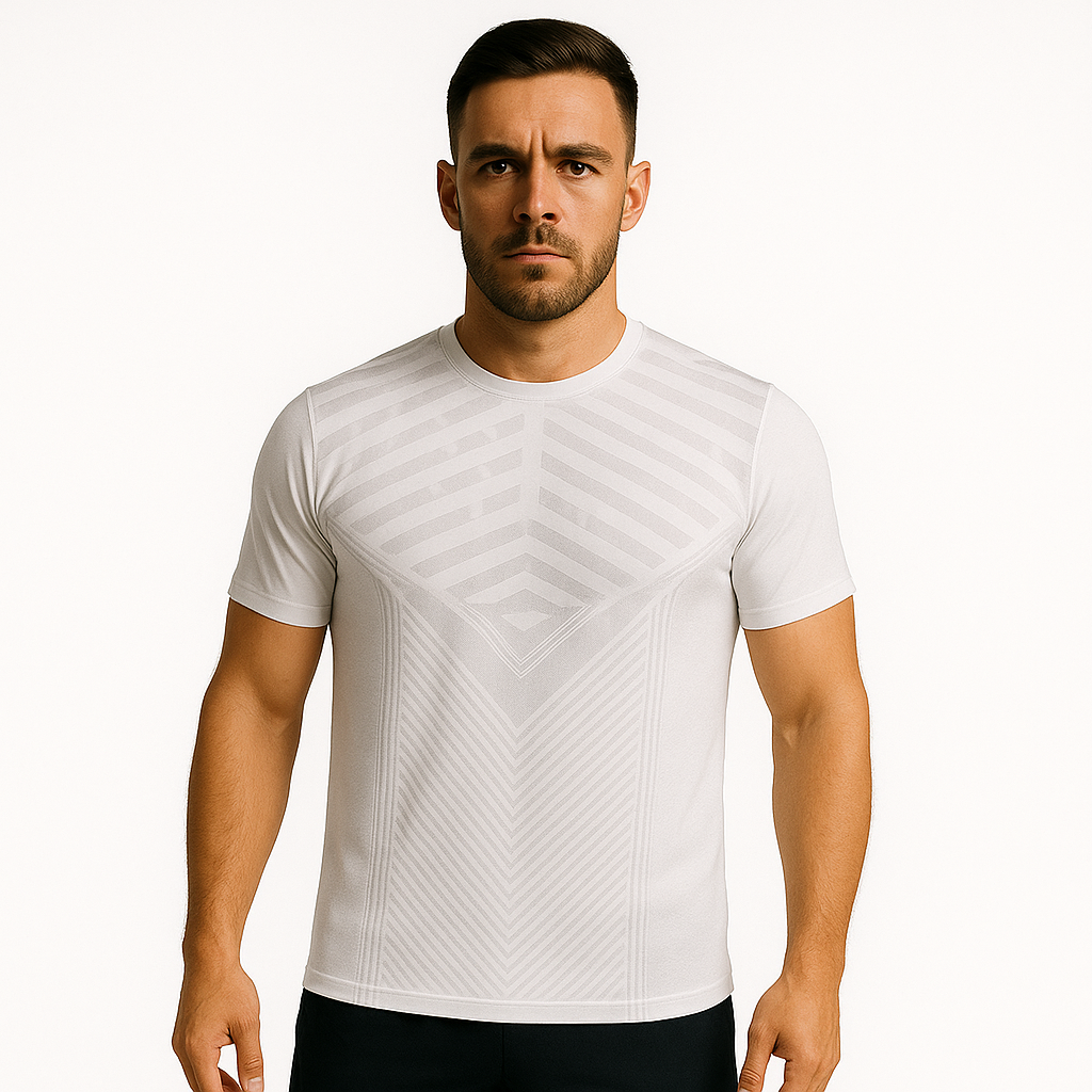 "Men’s Performance Gym T-Shirt – Slim Fit, Quick-Dry, White"