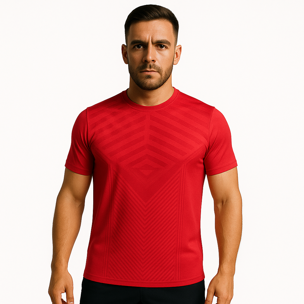 "Men’s Performance Gym T-Shirt – Slim Fit, Quick-Dry, Red"