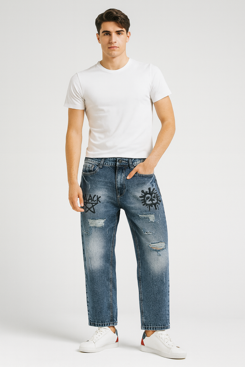 Men’s Torn Baggy Jeans