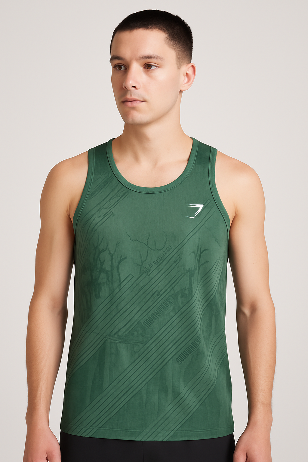 Men’s Printed Sando – Pastel Bottle Green