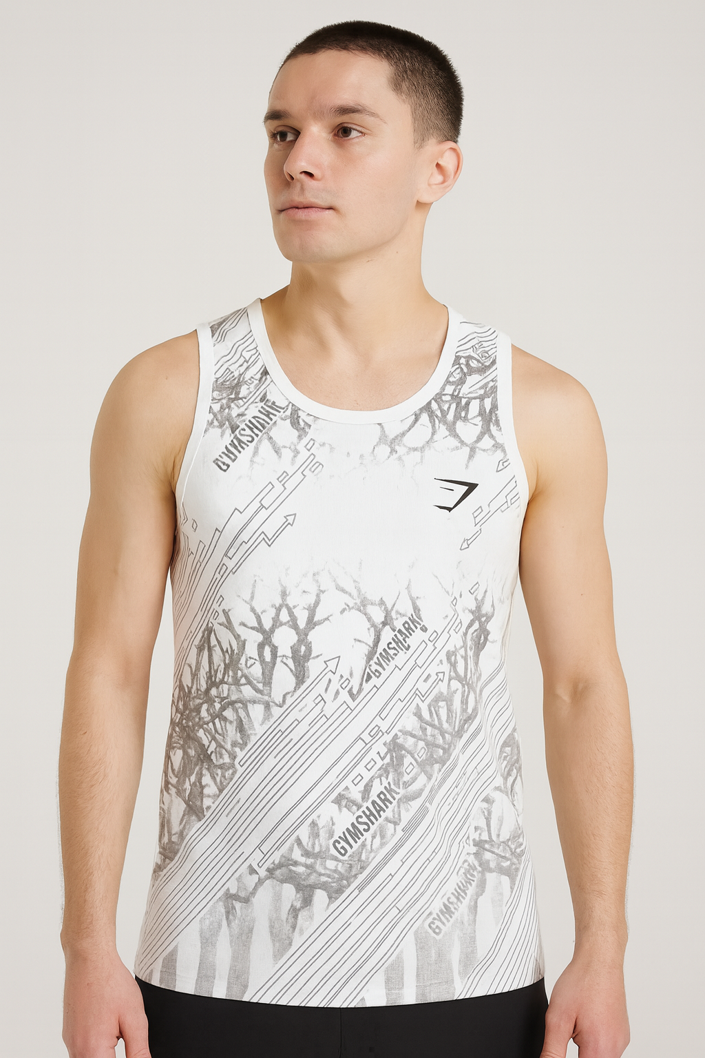 Men’s Printed Sando – White