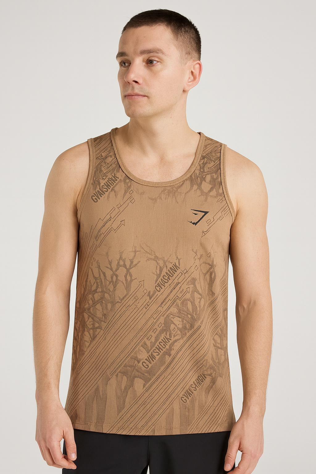 Men’s Printed Sando – Brownish Grey