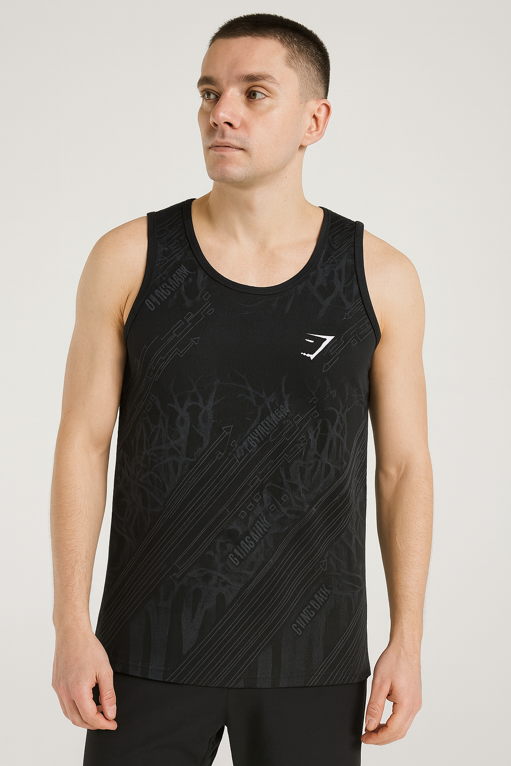 Men’s Printed Sando – Black
