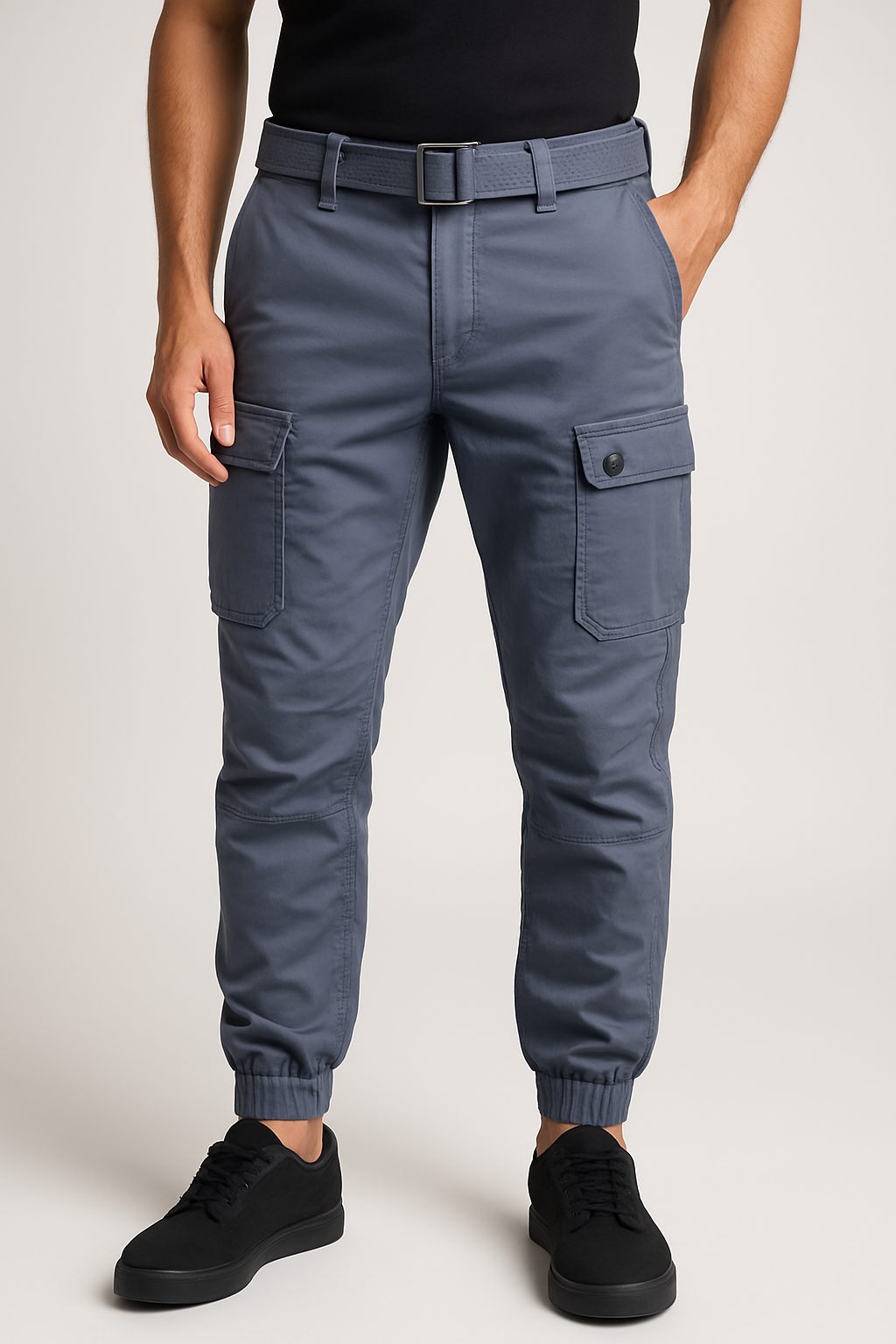 Men’s Charcoal Blue 6-Pocket Joggers Pants