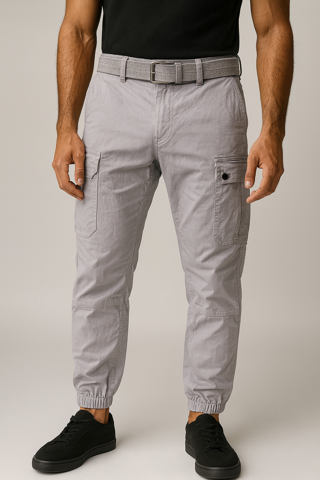 Men’s Light Grey 6-Pocket Joggers Pants