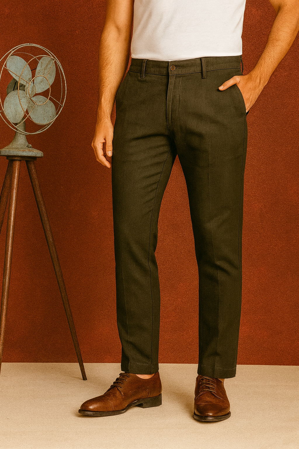 Men’s Premium Linen Pants – Olive Green