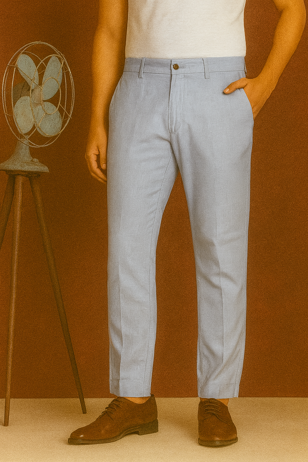 Men’s Premium Linen Pants – Light Grey