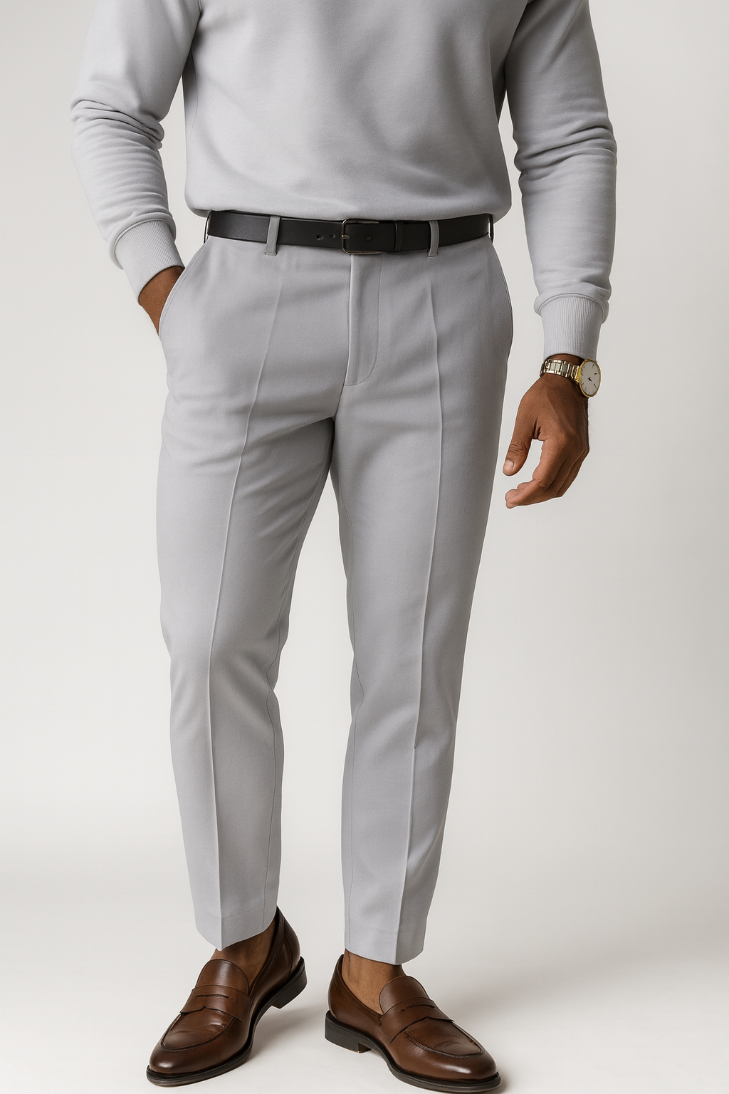 Men’s Light Grey Lycra Formal Pants