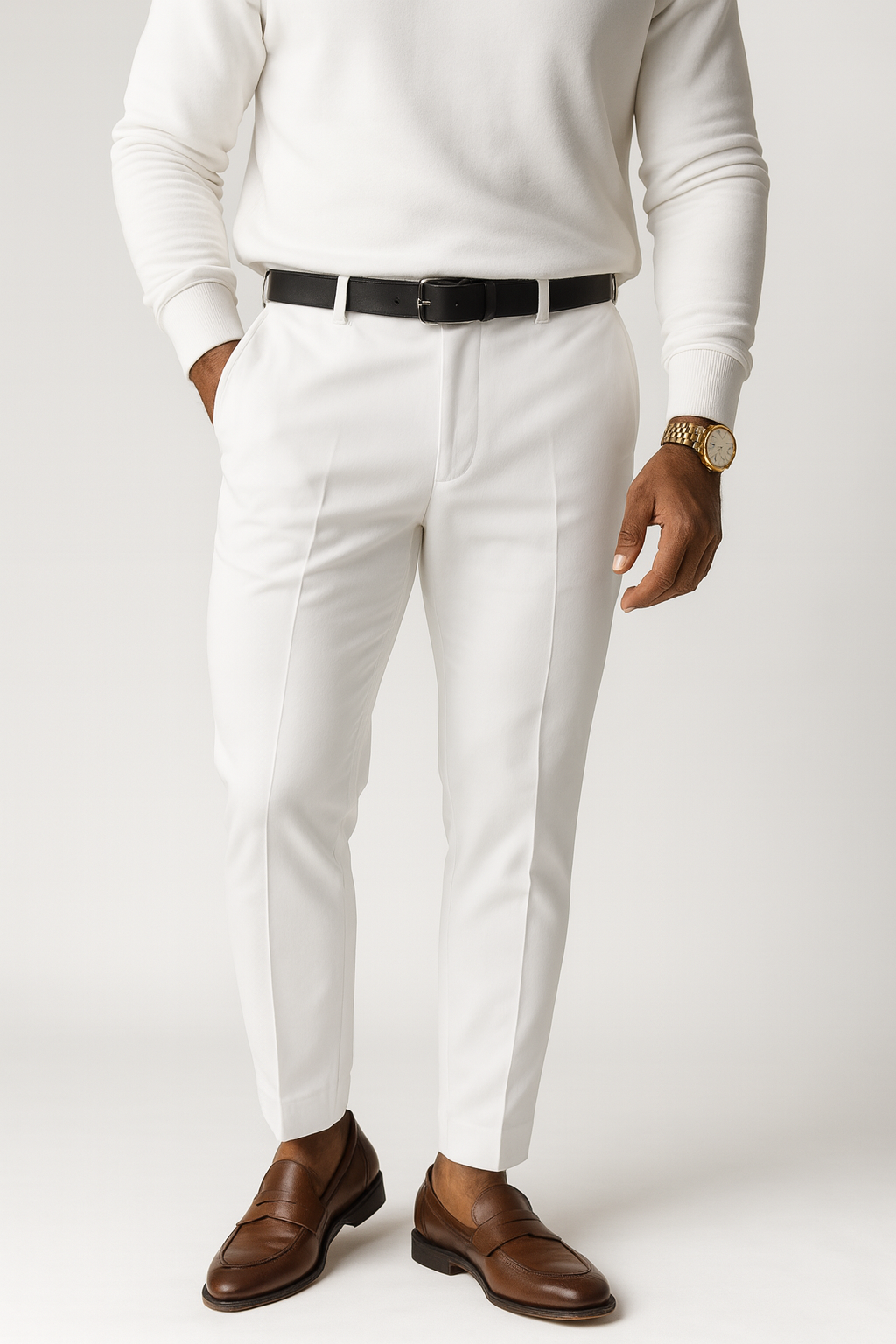 Men’s White Lycra Formal Pants