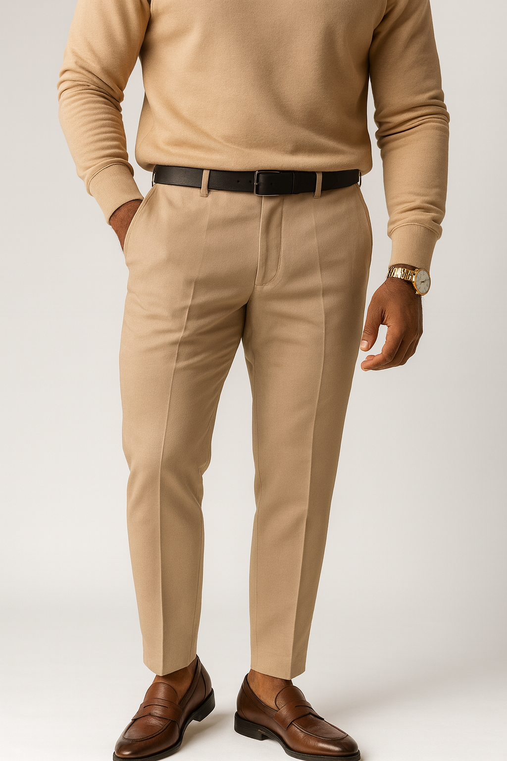 Men’s Tan Lycra Formal Pants