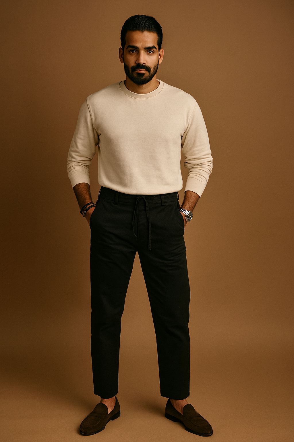 Men’s Classic Linen Regular Fit Pants - Black
