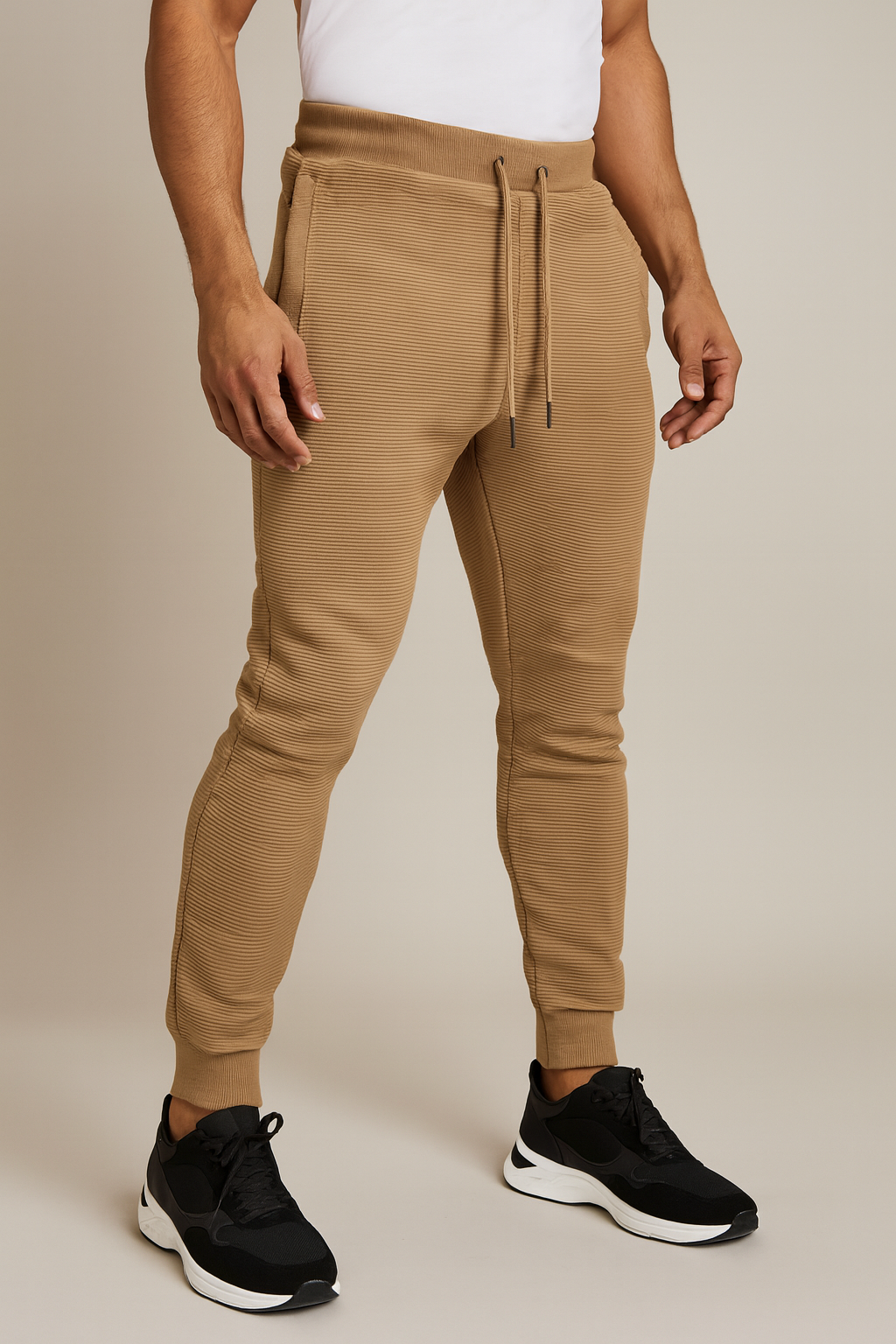 Men’s Cord Fabric Active Track Pants - Tan