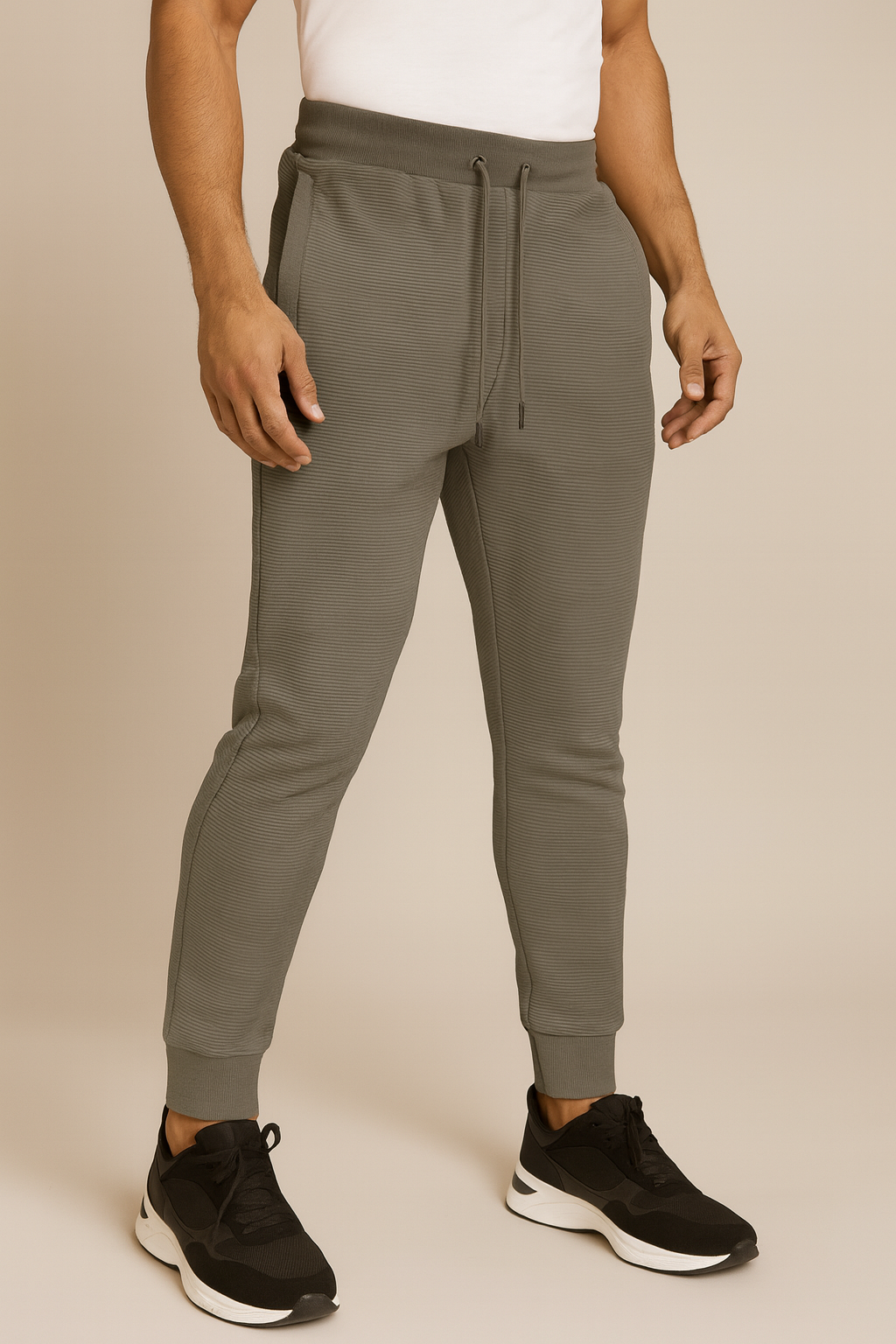 Men’s Cord Fabric Active Track Pants - Dark Grey