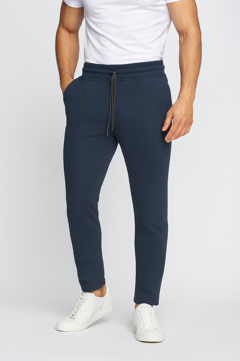 Men’s Popcorn Fabric Trackpants - Navy Blue