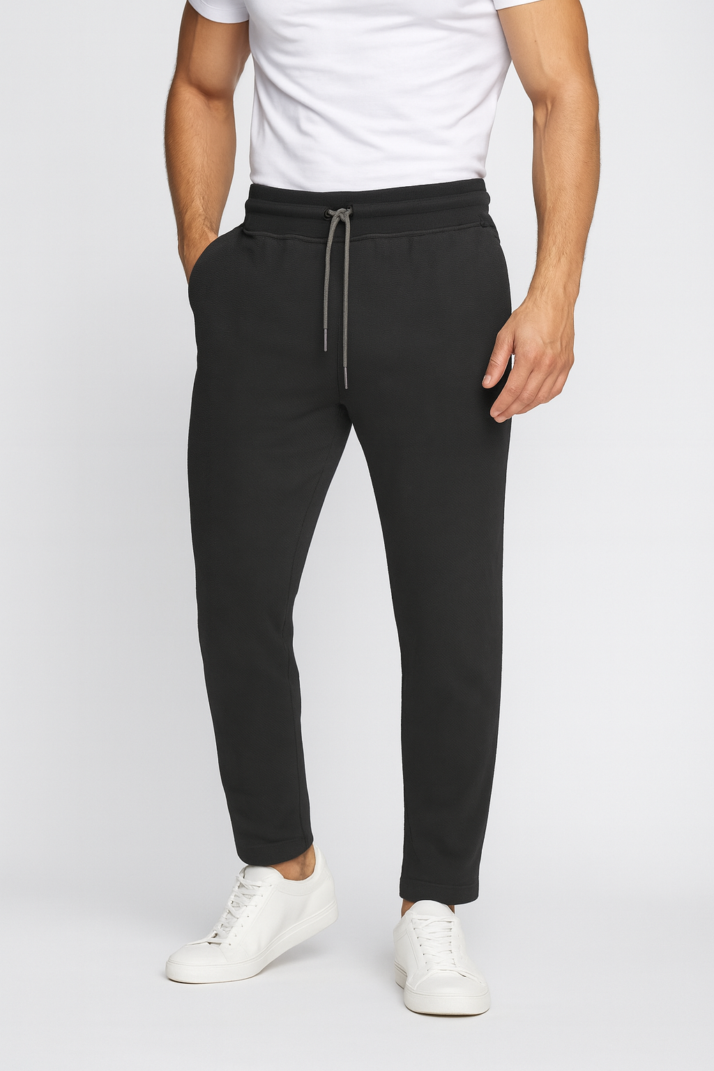 Men’s Popcorn Fabric Trackpants - Black