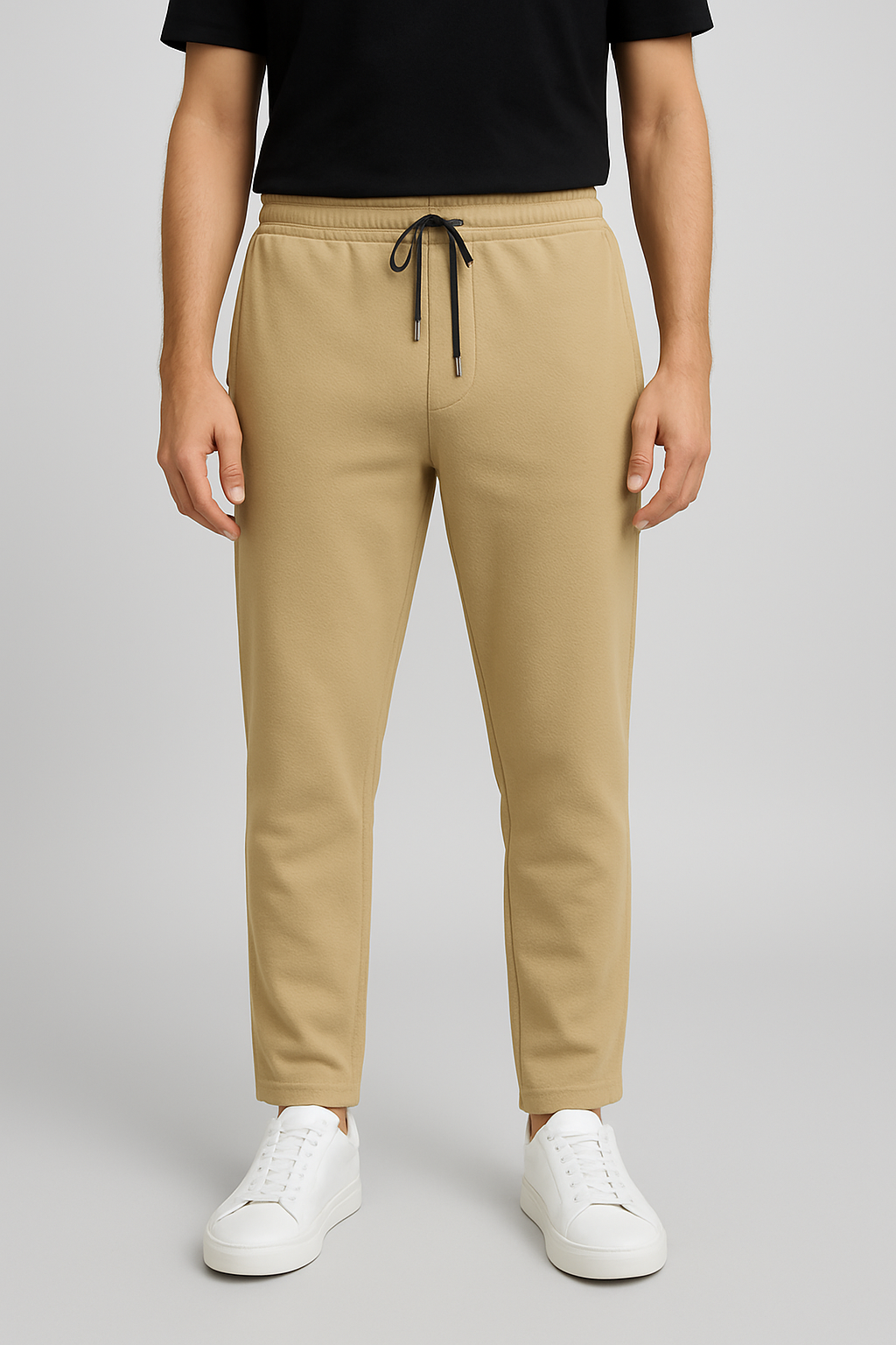 Men’s Popcorn Fabric Trackpants - Beige