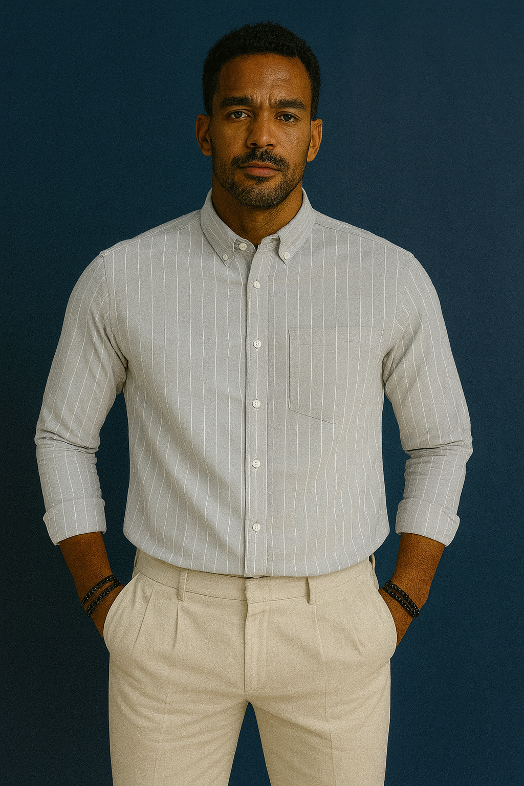 Men’s Classic Stripe Shirt - Pale Sage Gray