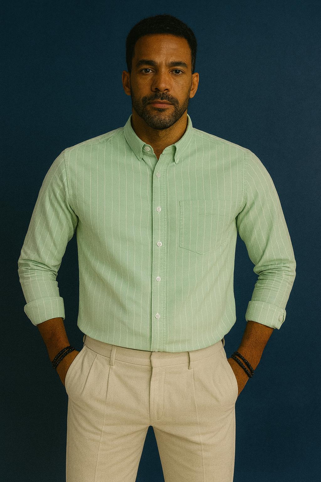 Men’s Classic Stripe Shirt - Sage Green