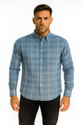 Men’s Classic Checkered Casual Shirt – Ocean Blue