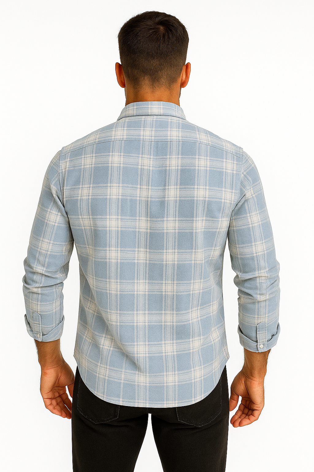 Men’s Classic Checkered Casual Shirt – Pastel Blue