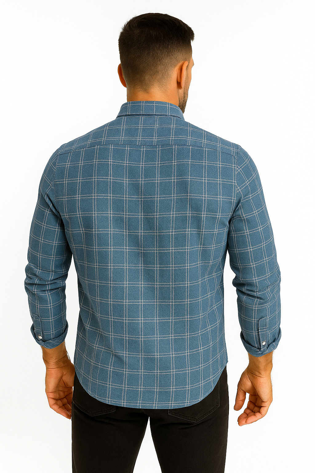 Men’s Classic Checkered Casual Shirt – Ocean Blue