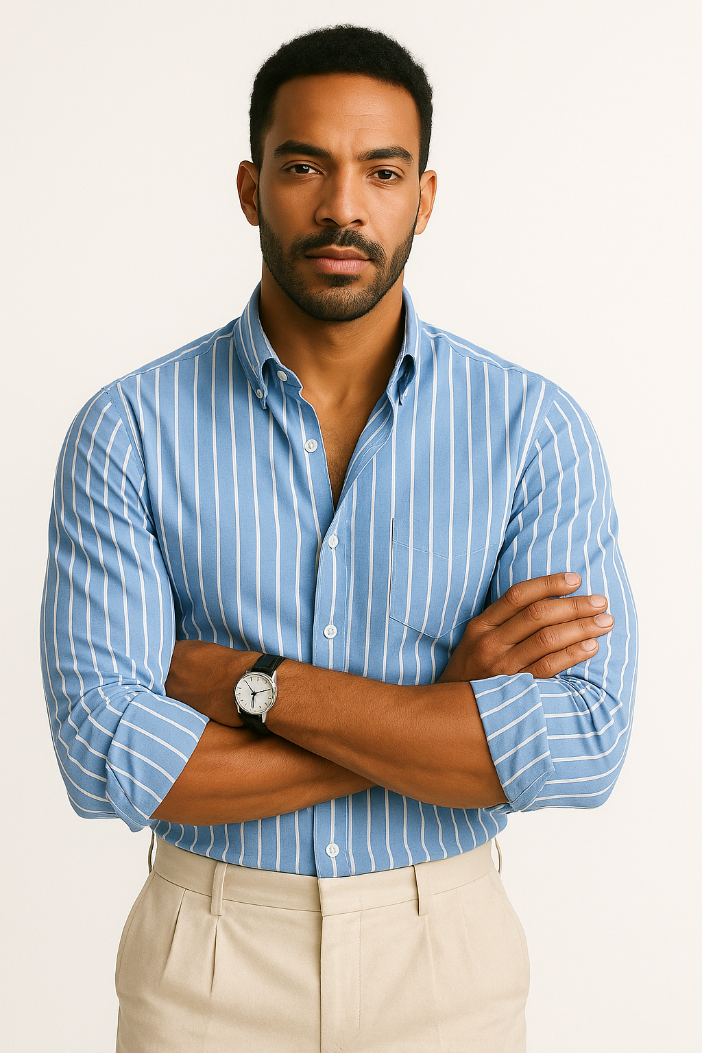 Men’s Lining Stripe Formal Shirt - Light Sky Blue