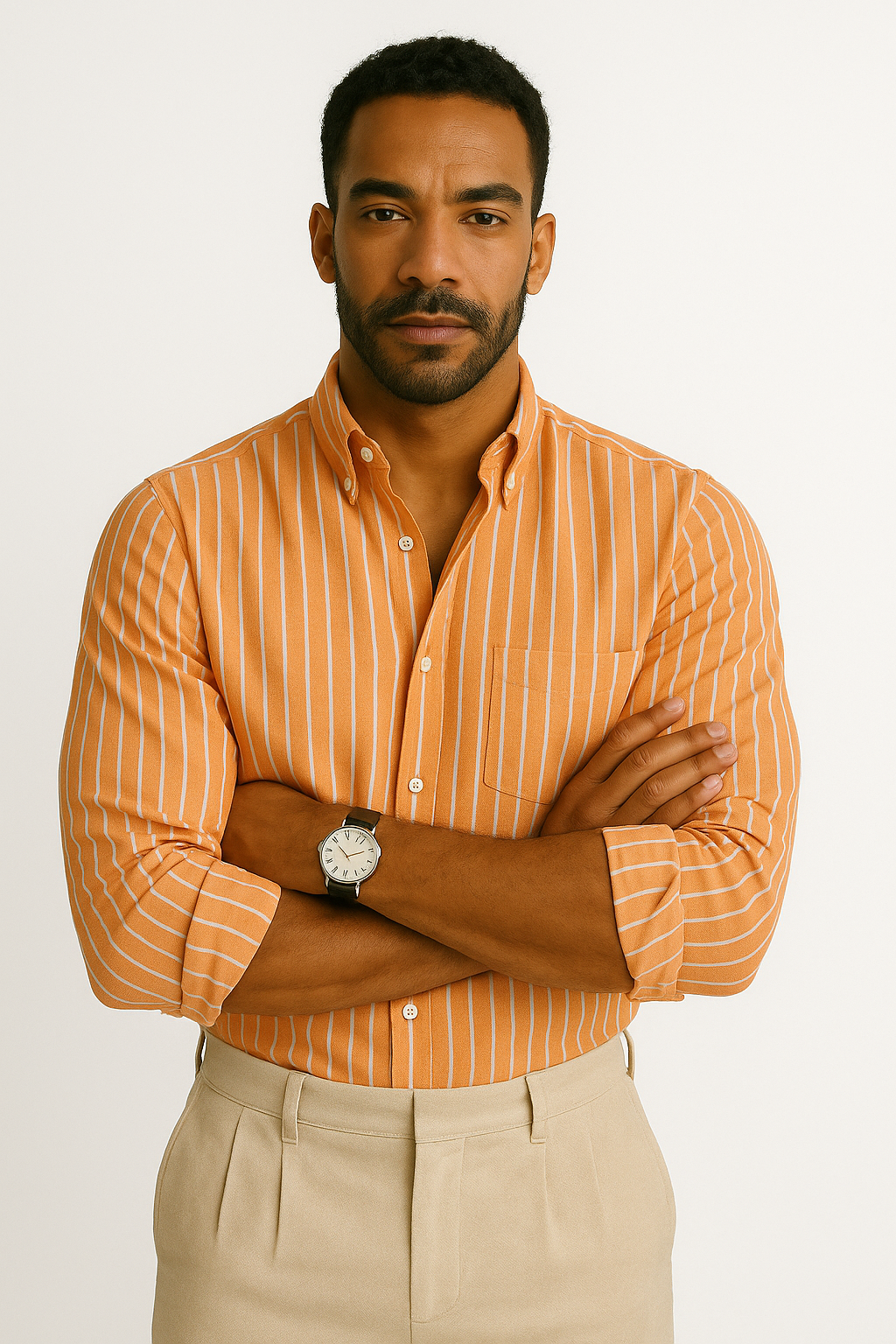 Men’s Lining Stripe Formal Shirt - Rustic Orange