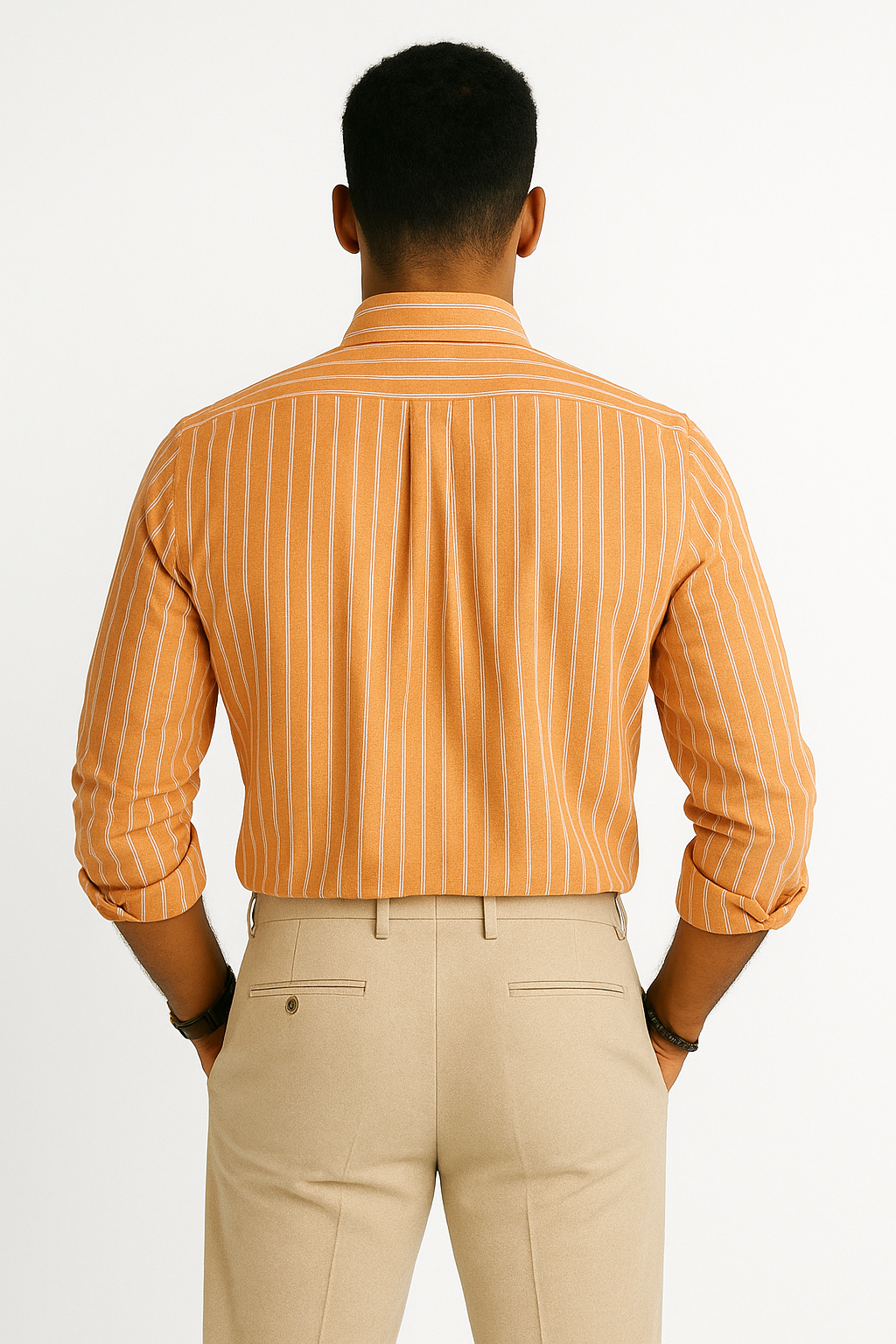 Men’s Lining Stripe Formal Shirt - Rustic Orange