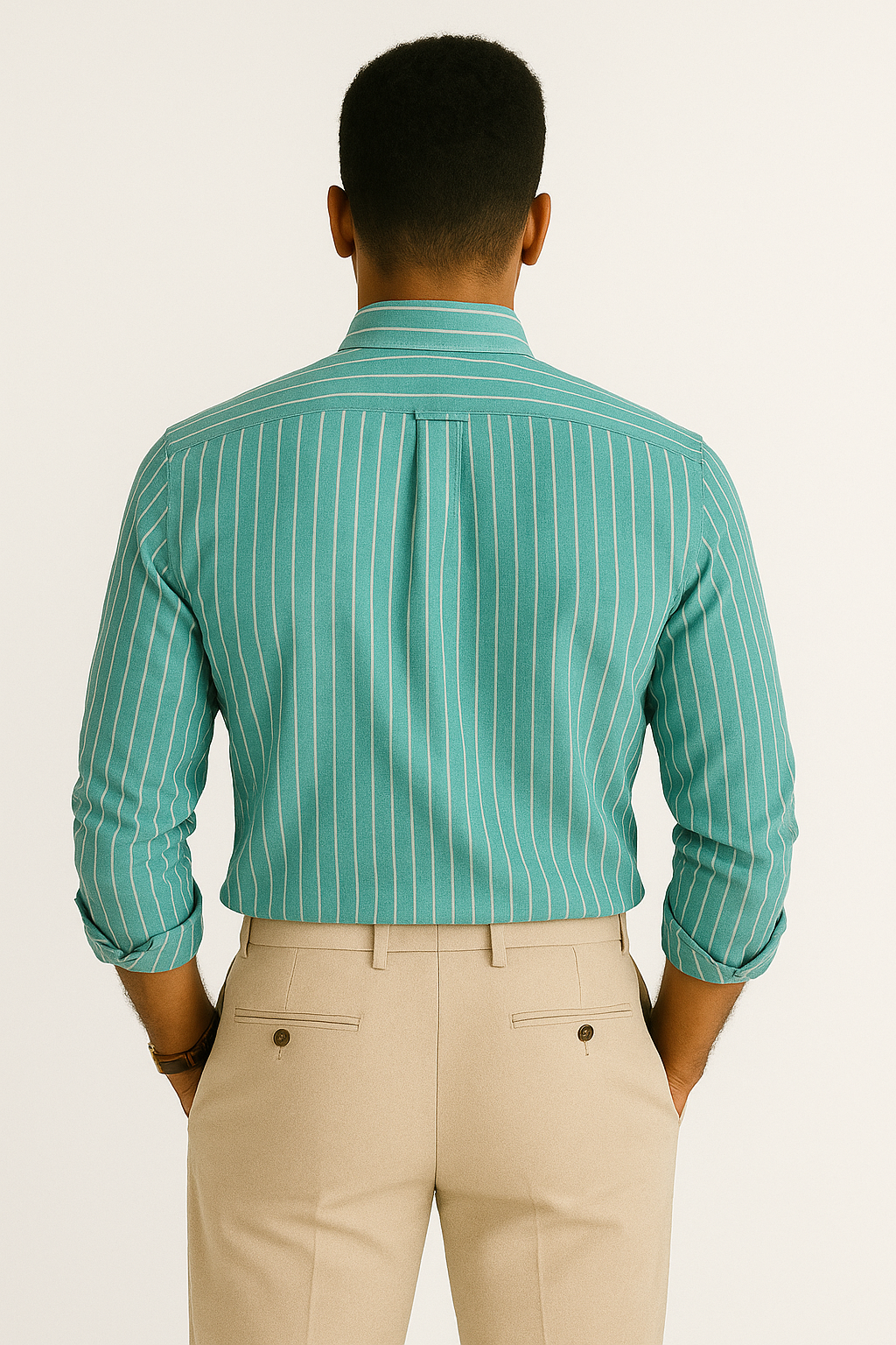 Men’s Lining Stripe Formal Shirt - Teal Blue
