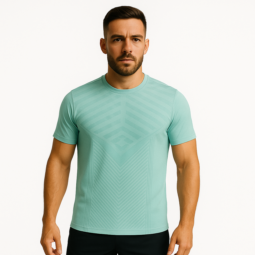 "Men’s Performance Gym T-Shirt – Slim Fit, Quick-Dry, Aqua Green"