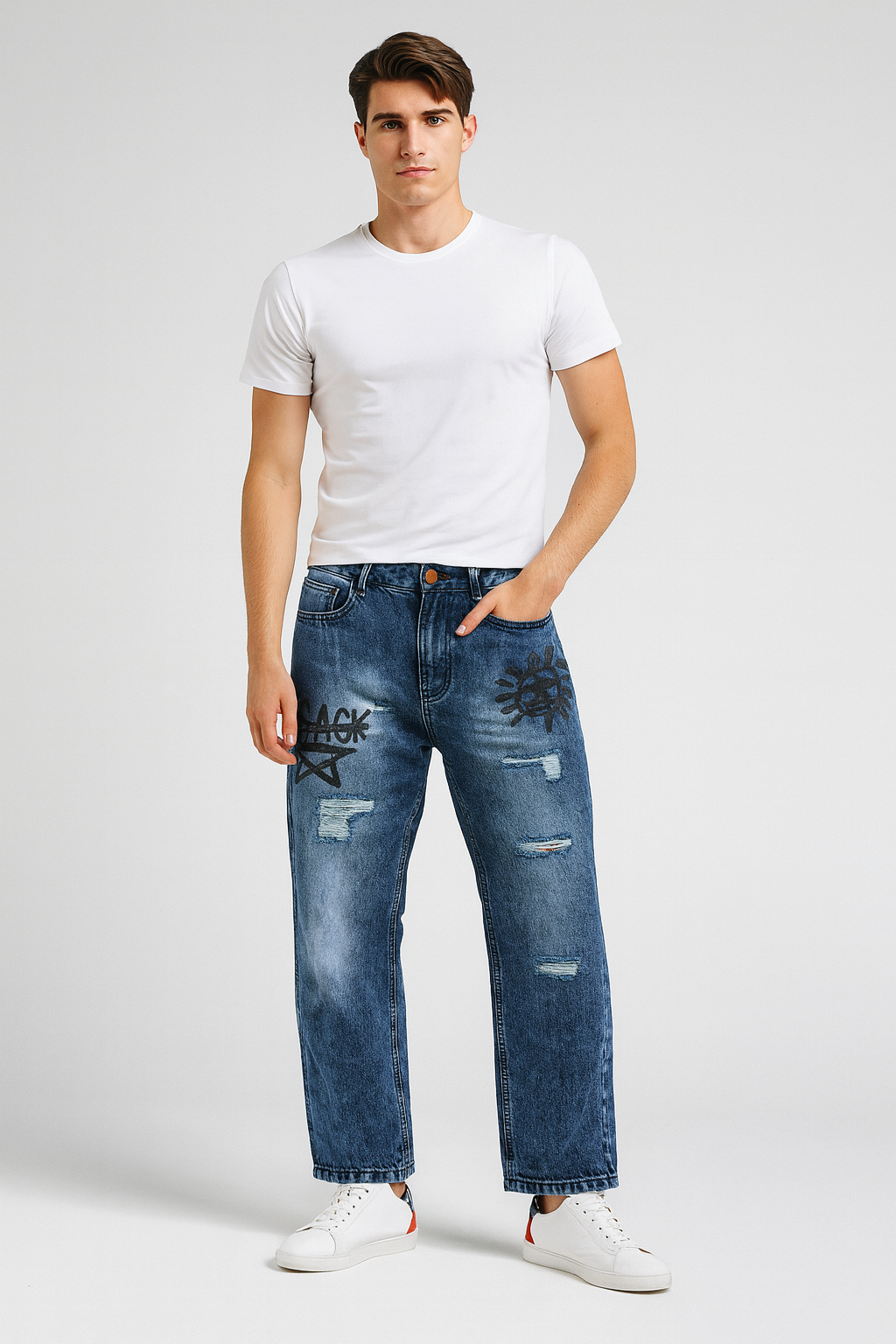 Men’s Torn Baggy Jeans