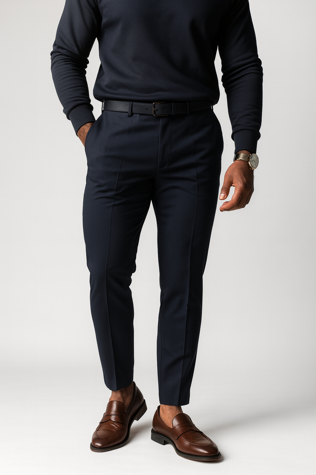 Men’s Navy Blue Lycra Formal Pants