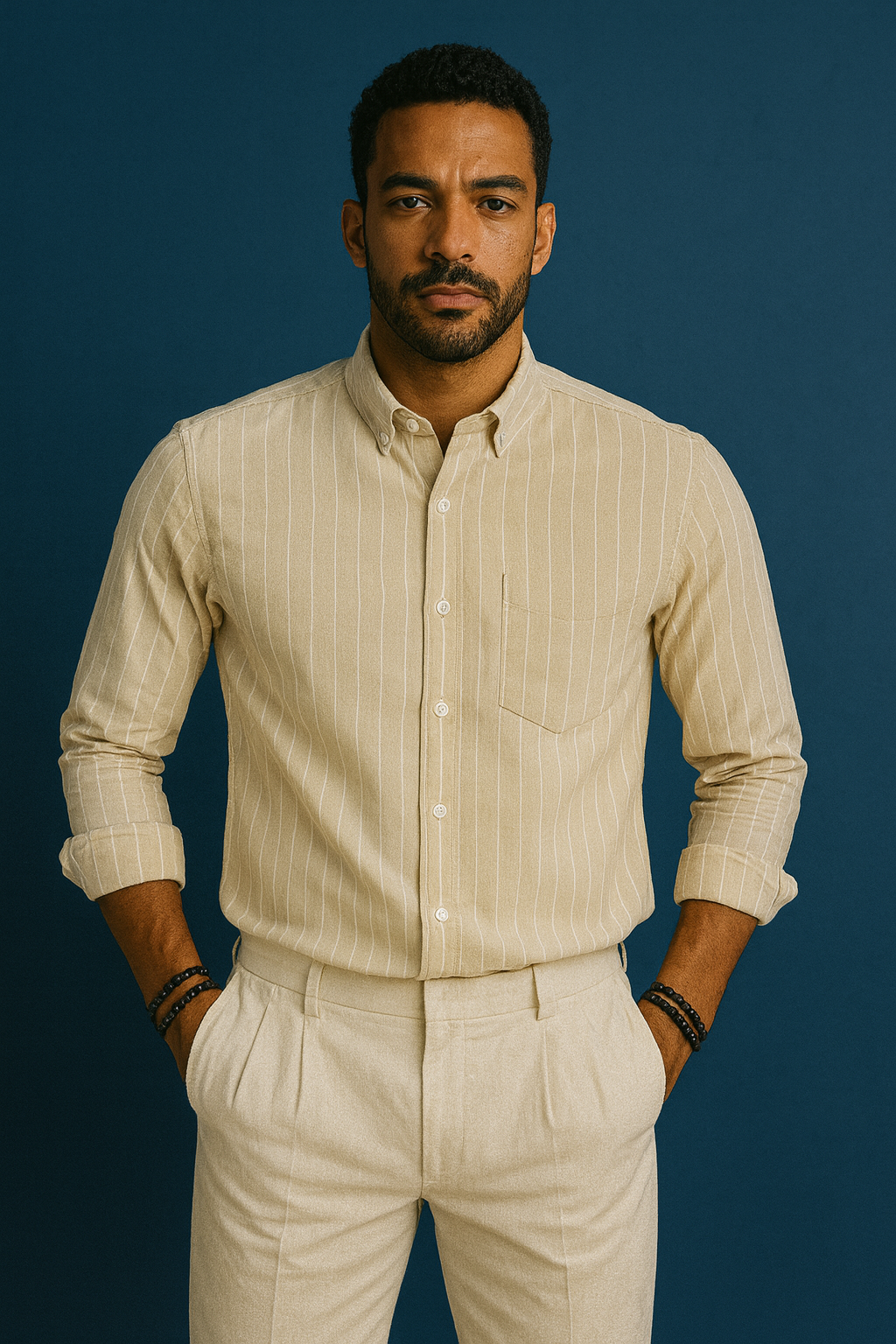 Men’s Classic Stripe Shirt - Peach Beige