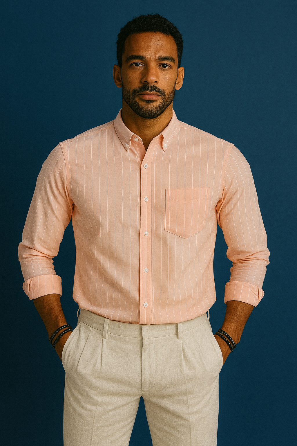 Men’s Classic Stripe Shirt - Light Pastel Peach