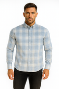 Men’s Classic Checkered Casual Shirt – Pastel Blue